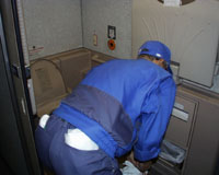 Cleaning the toilet
