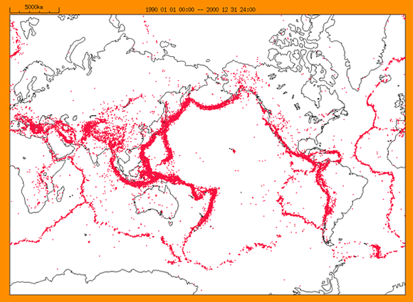 Earthquake epicenters around the world