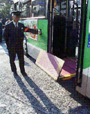 Wheelchair use on a low-floor bus