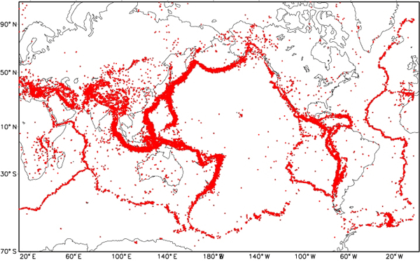世界の震源分布